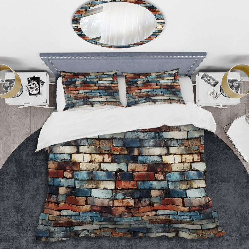 Brick Wall Elegance I - Brick Duvet Cover Set, King Duvet Cover + 2 King Shams