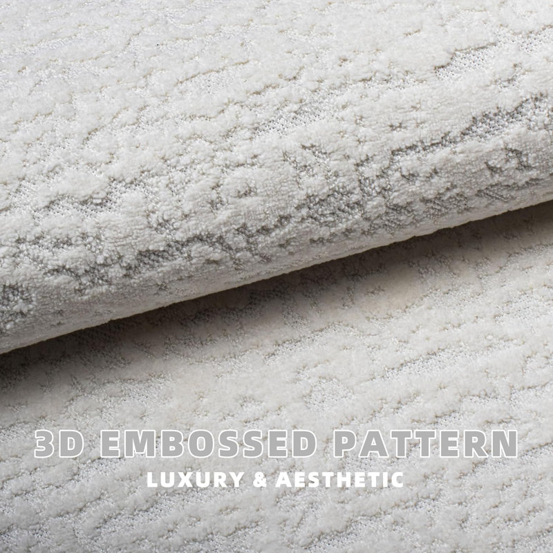 Long Bath Mats Non Slip Washable Bathroom Rugs, White