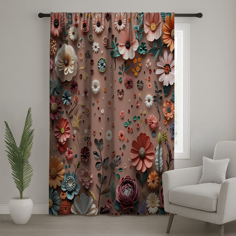 Rideaux à motif floral, voilages et voilages à motif floral - 1 panneau, 50 po x 92 po - 1 panneau, Blockout