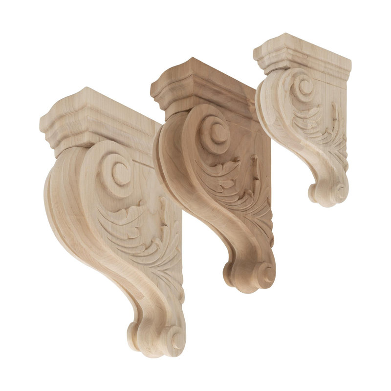 Unfinished Maple Acanthus Leaf 8" Corbel