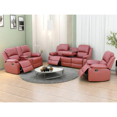 3-Piece Manual Reclining Living Room Sofa Set