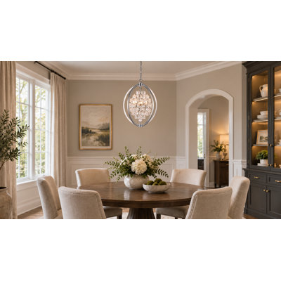 Transitional 4 Light Crystal Cage Chandelier