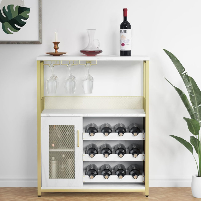 Natilie Metal Bar Cart, Gold/White, White