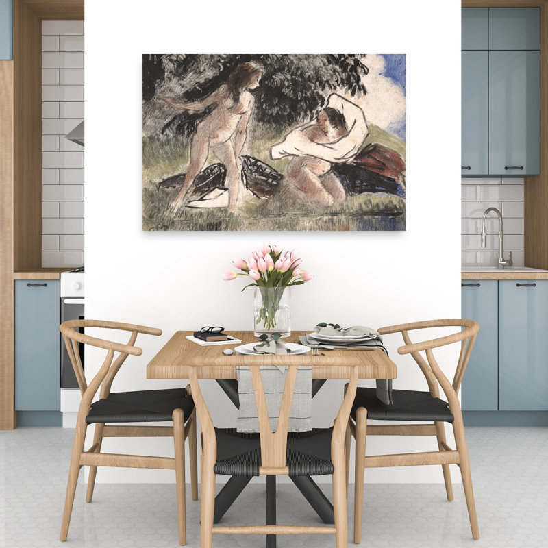 " Bathers, 1895-96 Abstract Contemporary Wall Art Print " by Camille Pissarro, H 32 po x l 48 po