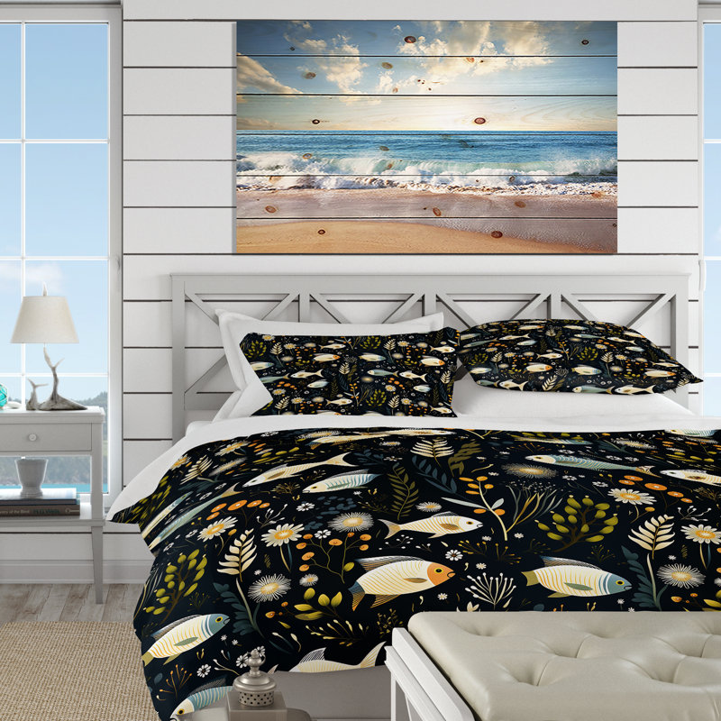 Ensemble de housse de couette bleu marine, Housse de couette pour grand lit et 2 taies décor