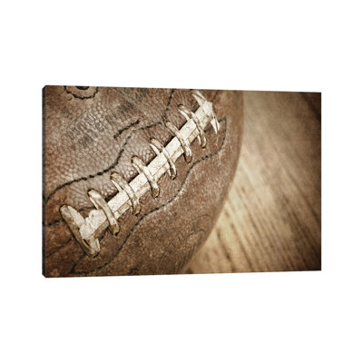 Football Close Angle Laces Vintage by Saint And Sailor Studios - Wrapped Canvas Print
