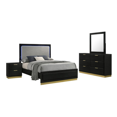 Ensemble de chambre à coucher rembourrée 4 pièces Fellicia
