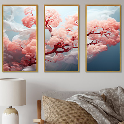 «Pink Sea Whip Elegance», ensemble d'art mural sur toile corail sous l'eau