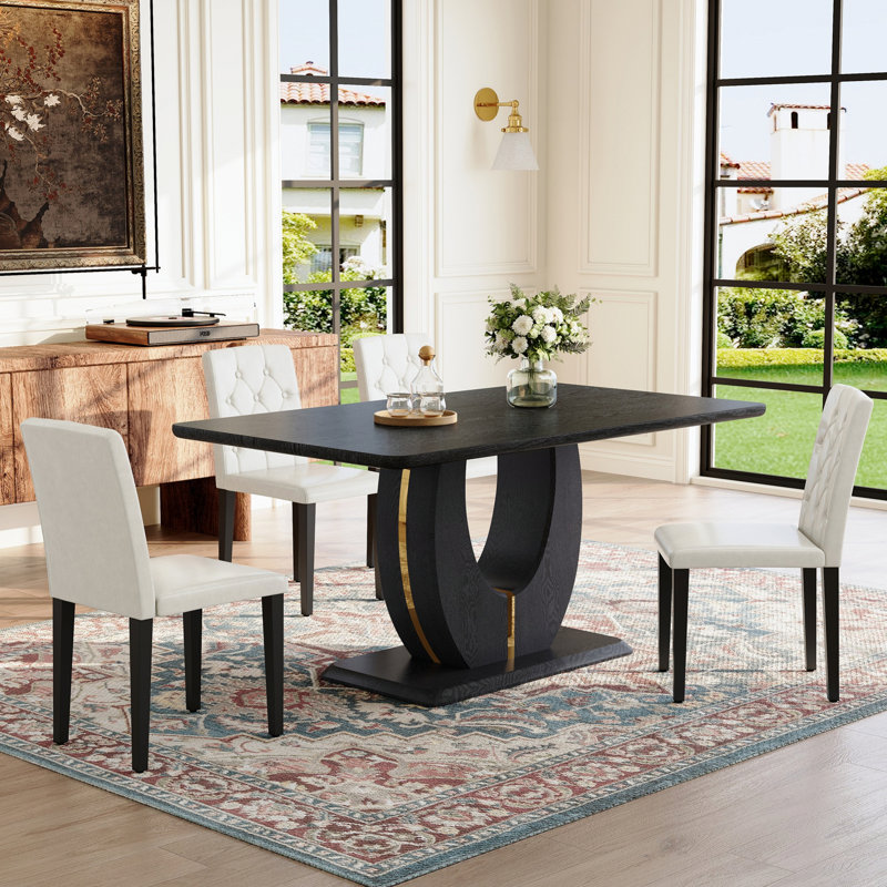 Ensemble de table à manger 5 pièces, table de salle à manger en bois moderne avec 4 chaises pour appartement, salle à manger et cuisine