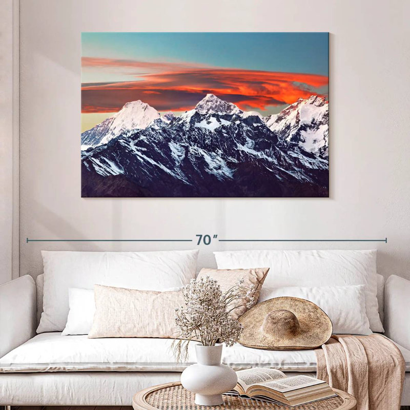 Coucher de soleil de l'Himalaya Alvord, H 32 po x l 48 po
