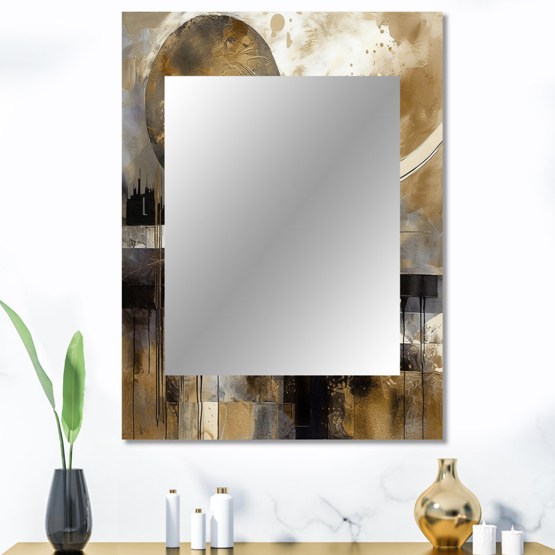 Exploration de la lune dorée II évolutive - miroir mural paysage unique, miroir traditionnel, impression d'art en métal