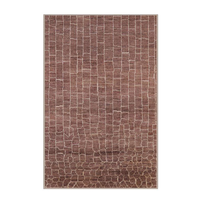 Tapis brun à motif abstrait Bayer, Rectangle 2 pi x 4 pi