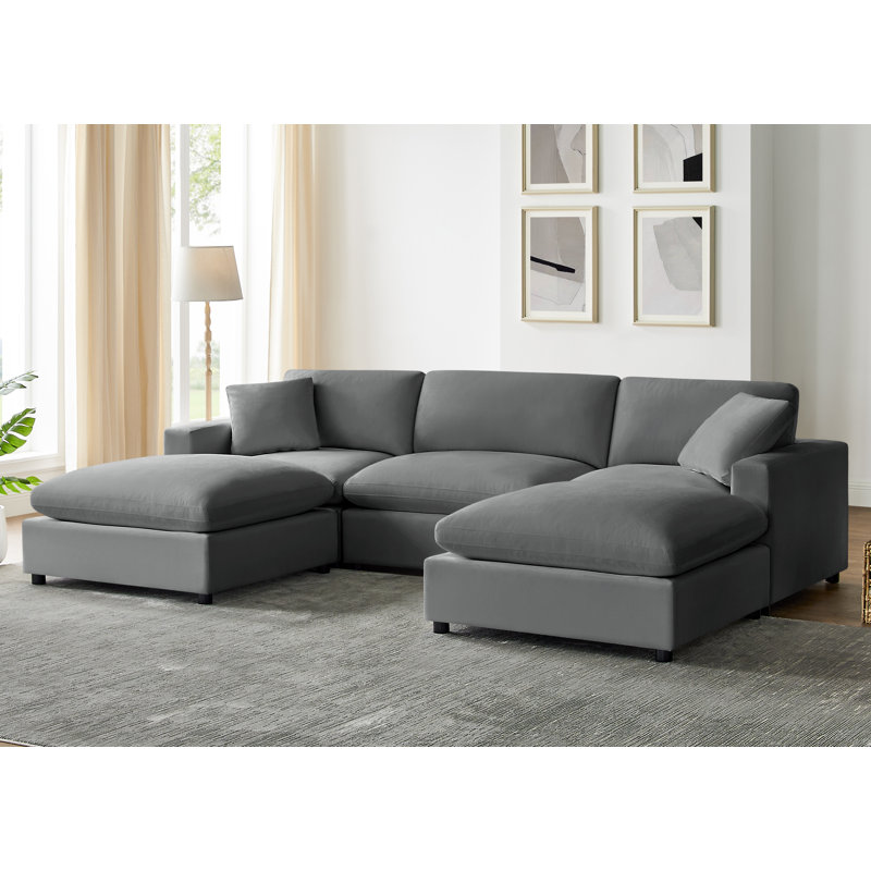 Vinessa 5-Piece Modular Sectional, Charcoal Performance Polyester