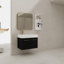 Meuble-lavabo mural de 30 po avec lavabo et support de rangement, lavabo gauche en résine à bords épais, ensemble KD-972694292