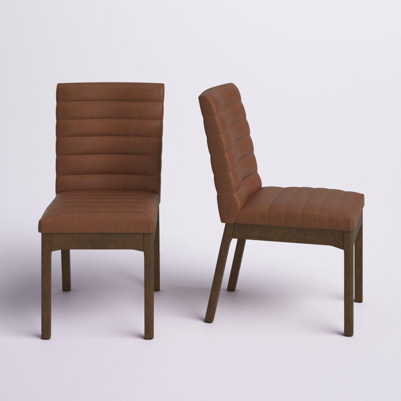 Angalina 19'' H Faux Leather Upholstered Side Chair, Brown