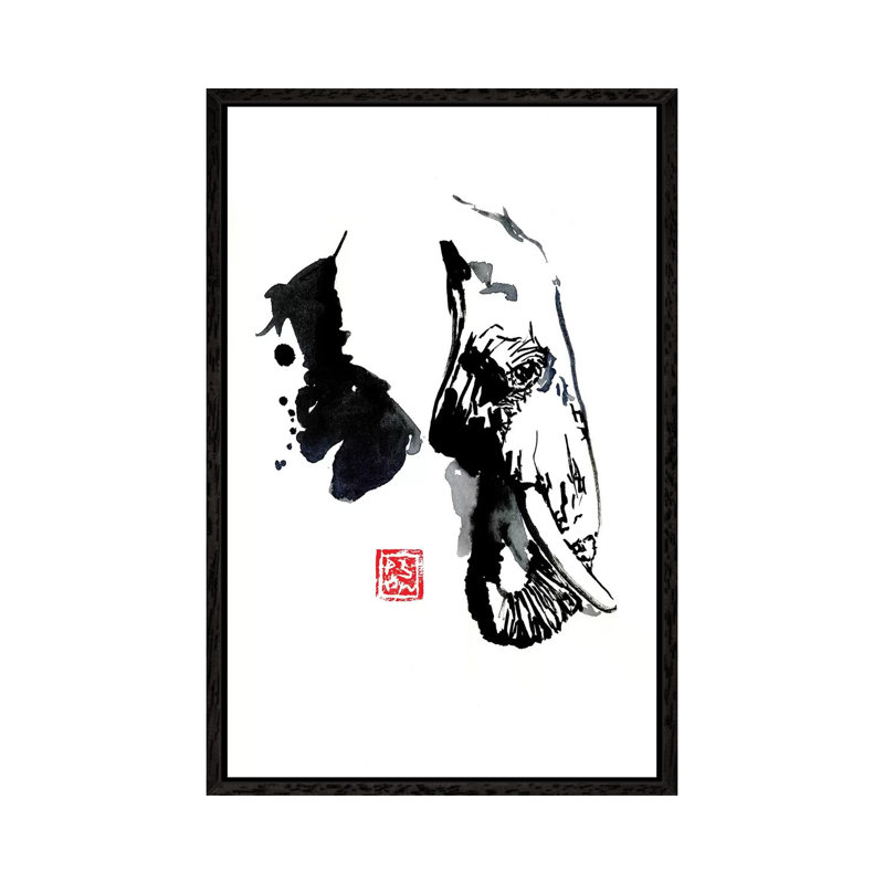 Elephant Profile 1 Piece Wall Art on Canvas, 66.04 cm H x 45.72 cm W, Black Framed