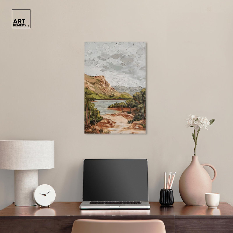 Vintage Landscape Wrapped Canvas Art in Earth Tones, 24" x 16"