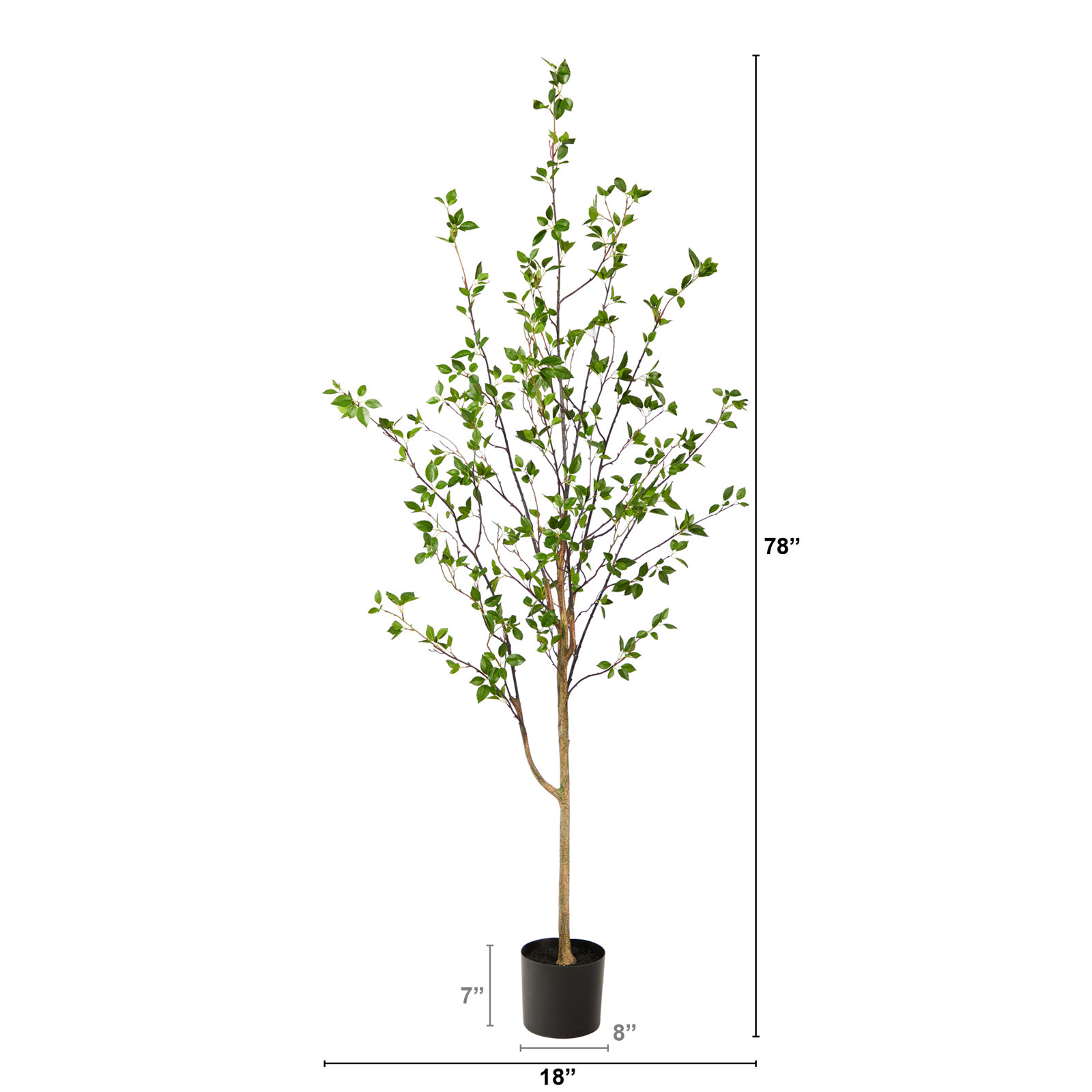 Citrus Tree with Base Included, 78" H x 18" W x 14" D
