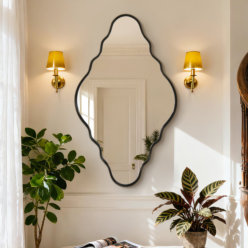 Miroir mural irrégulier, Noir, 35 po x 20 po