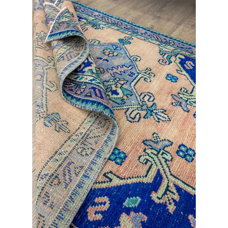 Vintage One-of-a-Kind 3'5" X 5'6" 1970s Wool Area Rug Blue