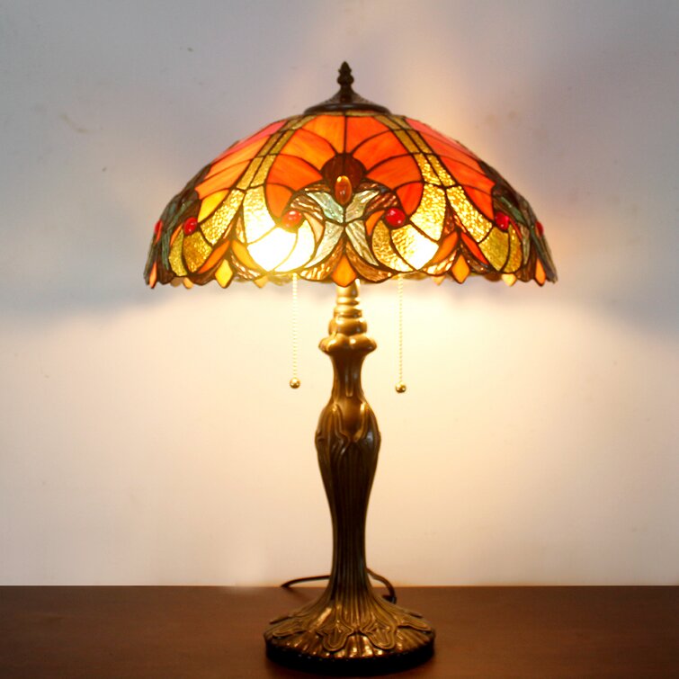 World Menagerie Lampe de table en verre coloré Tiffany lecture