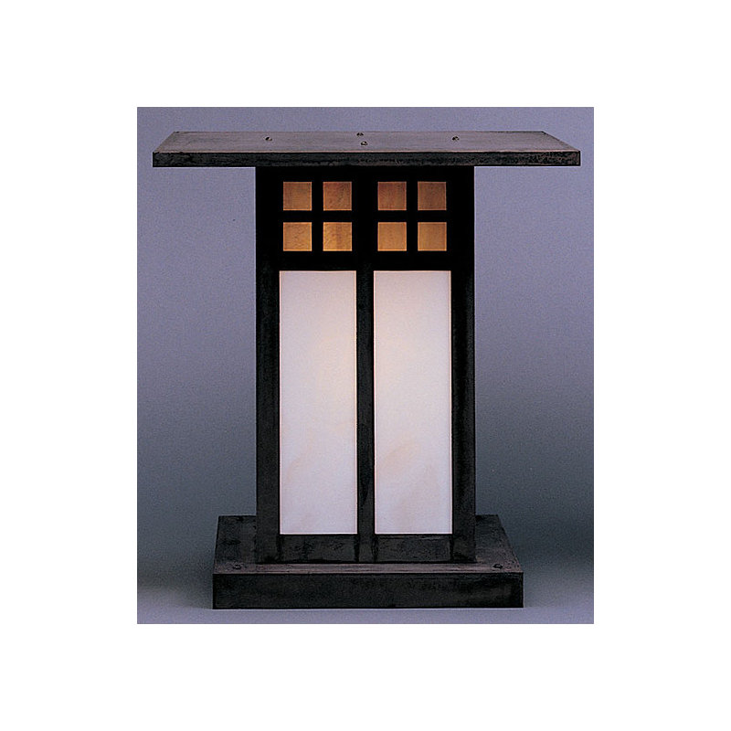 Glasgow 1 - Light Pier Mount Light, 19.5" H x 18" W x 18" D, Mission Brown, Gold White Iridescent and White Opalescent