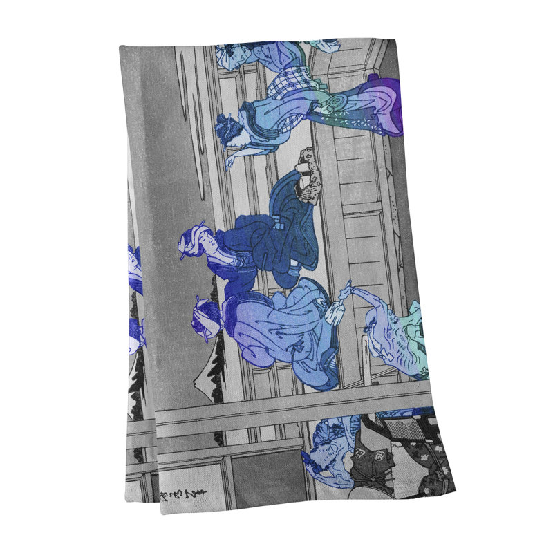 Torchon fine Wind Morning, Bleu Yoshida, Polyester sergé