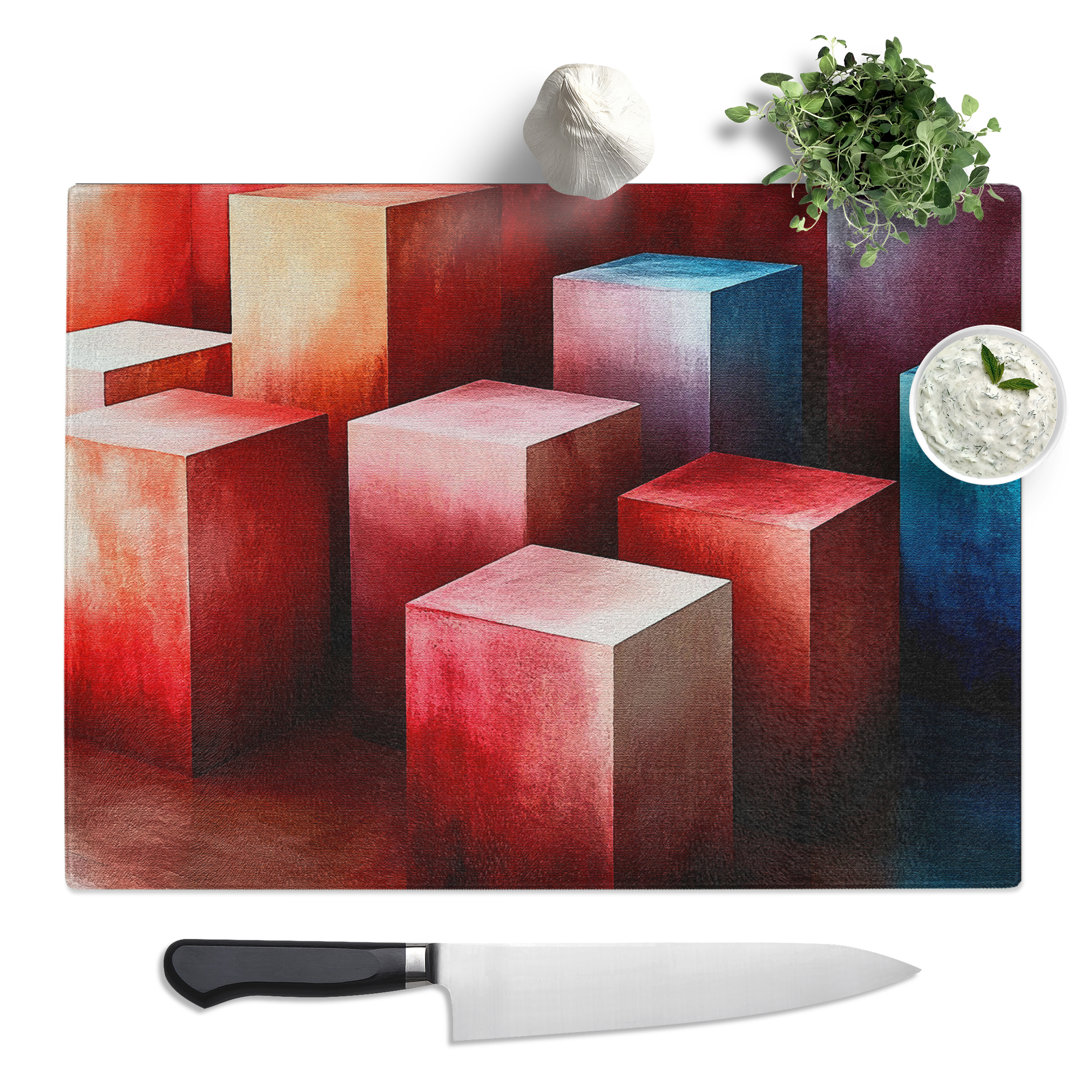 Gradient Colour Blocks Vol.2  Glass Chopping Board