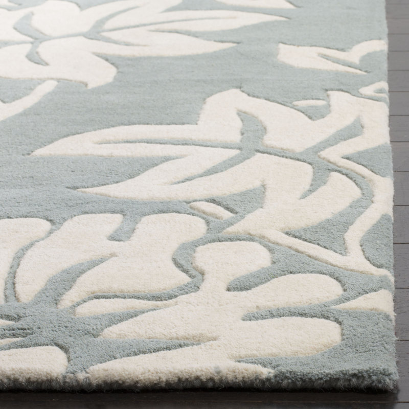 Candelo Hand Tufted Wool And Viscose Floral Rug, Square 6'