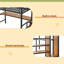 Lit mezzanine double en métal avec bureau, escalier de rangement, petite armoire et lumière DEL-1406337650