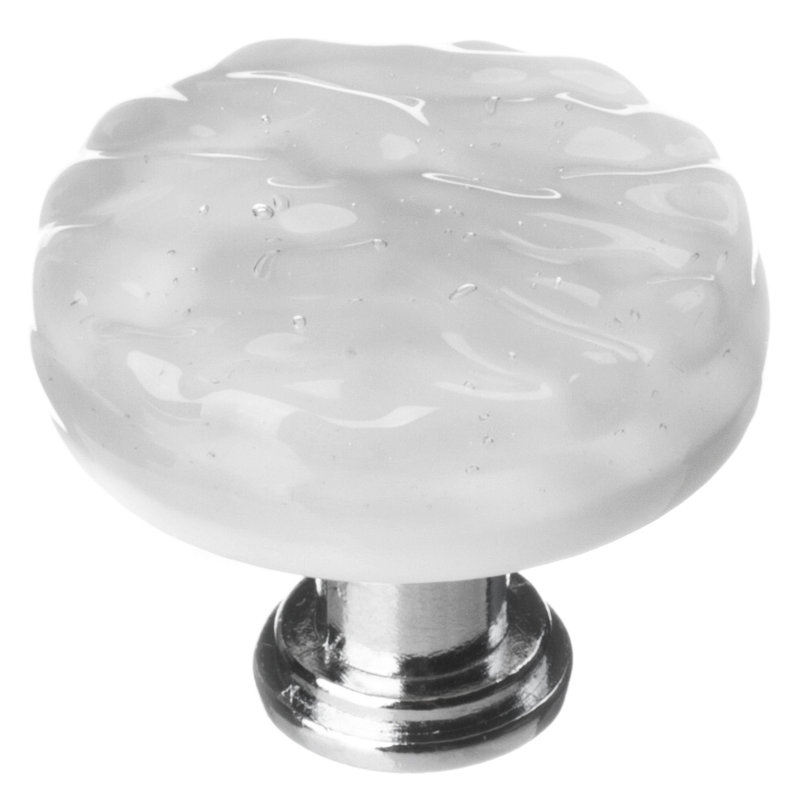 Glacier Square Knob, Polished Chrome, Bluish Gray, Round