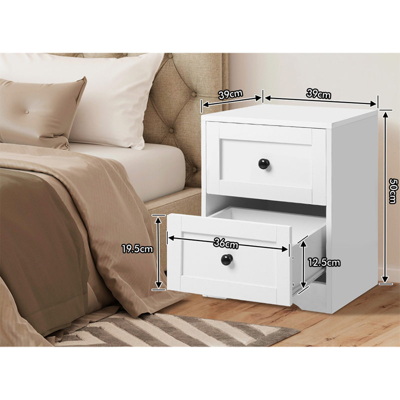 39cm W Iron Bedside Table, White