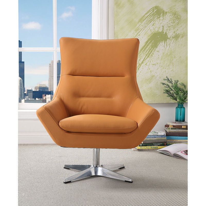Boerger Faux Leather Swivel Armchair, Orange Faux Leather