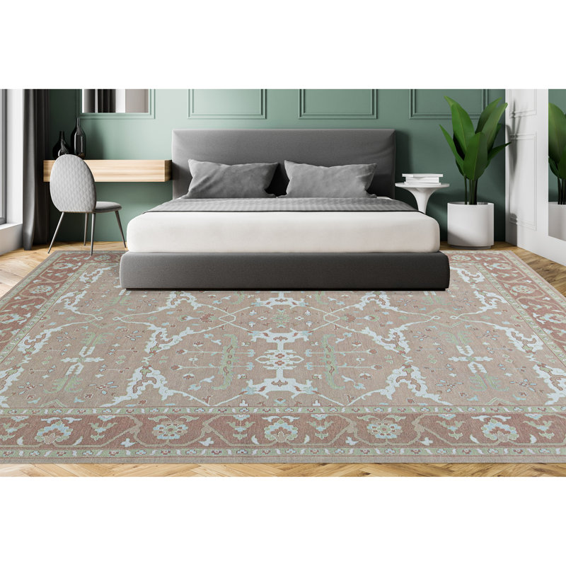Cotton Oriental Area Rug in Rust