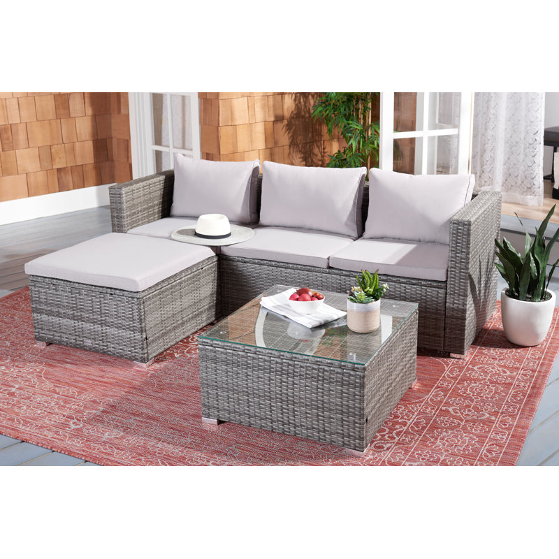 Oxley 3 - Person Patio Conversation Set with Cushions, Gray Frame/Gray Cushion