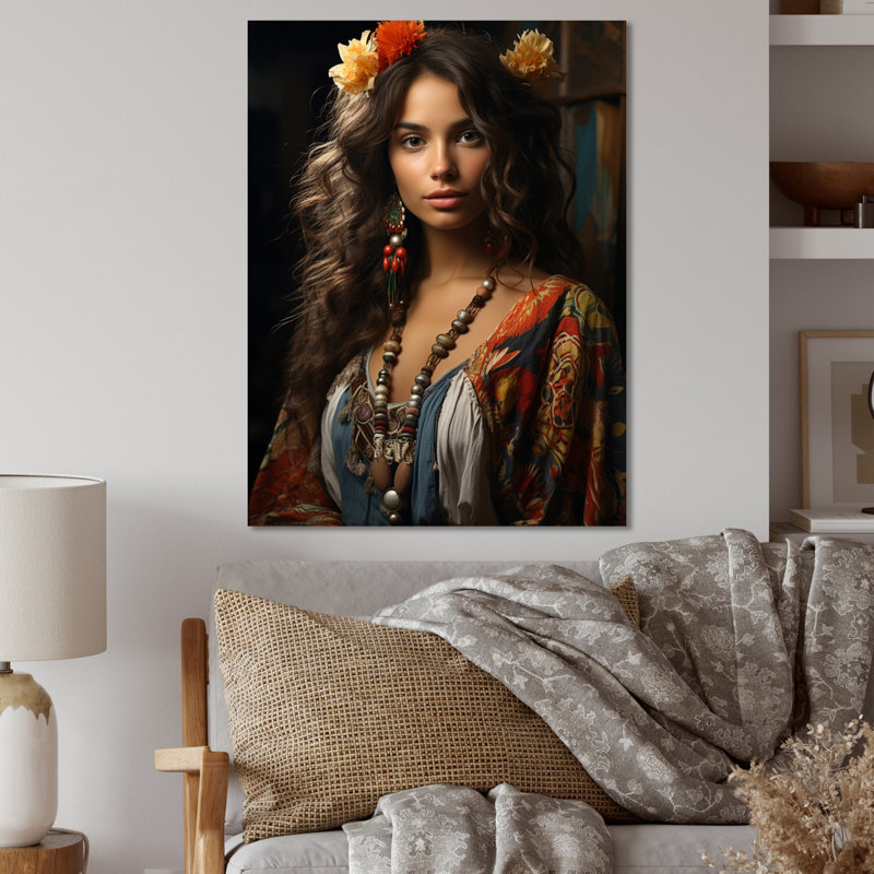 Décoration murale boho latina II - Portrait en métal, H 20 po x l 12 po x P 1 po