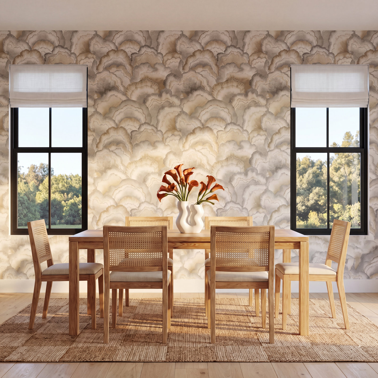 Lavender Fans Wallpaper Double Roll, Brown