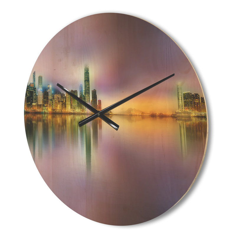 Horloge murale hong kong Panorama au crépuscule, Moyen