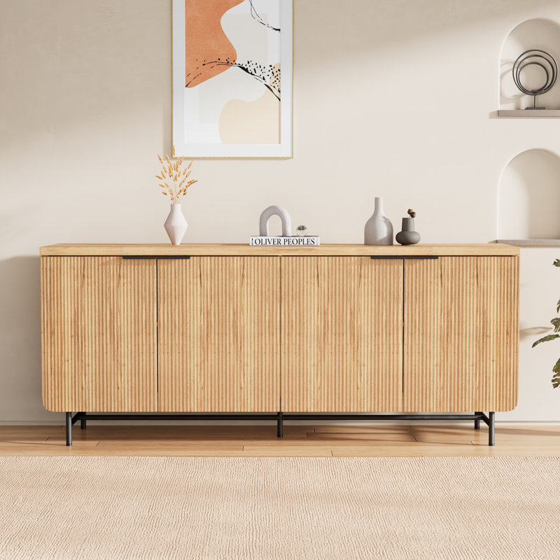 Buffet Mid-Century et Scandinavian, H 28,74 po x l 68,11 po x P 15,75 po, Jaune