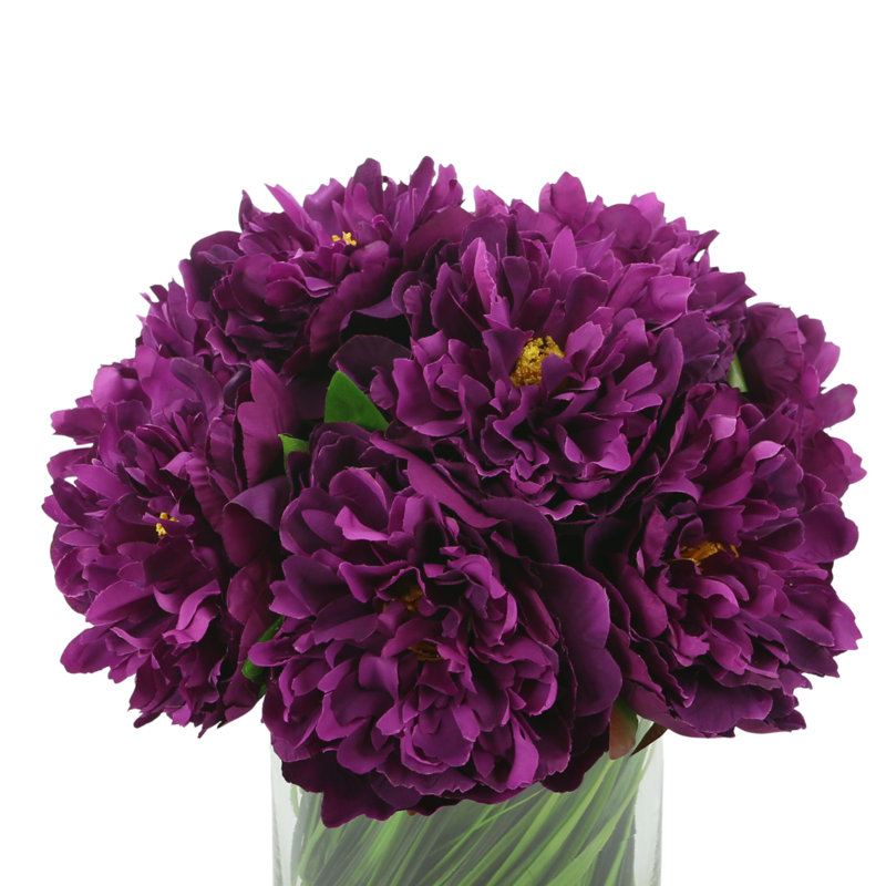 Peonies Floral Arrangement in Vase, Purple