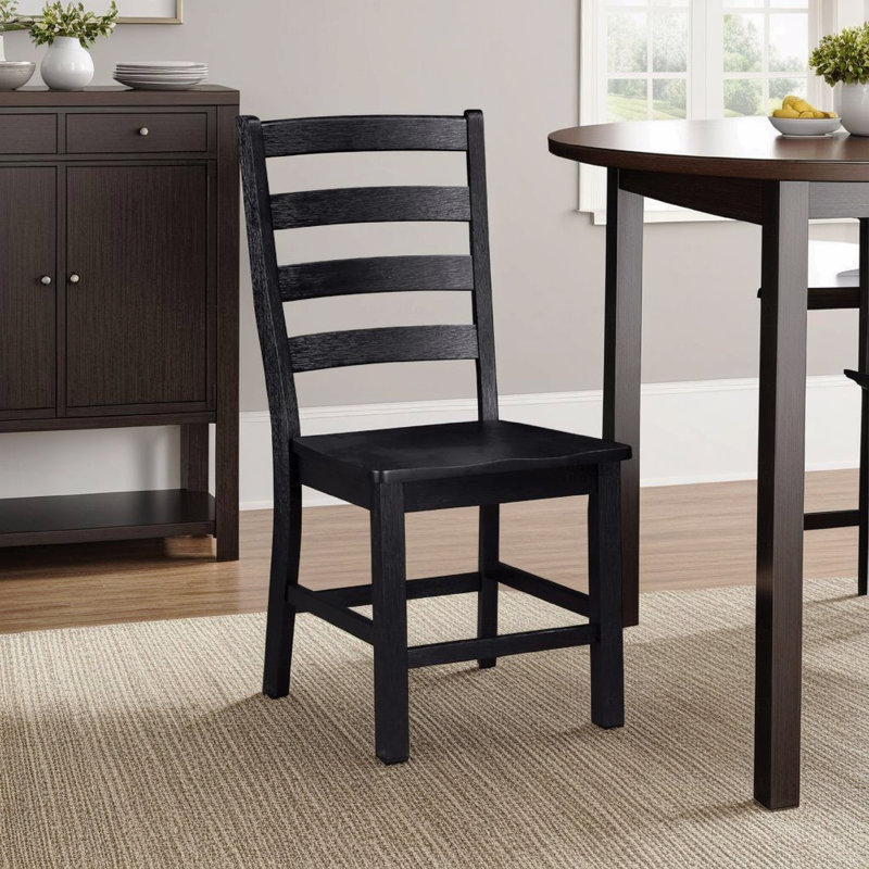 Ensemble de 2 chaises d'appoint en bois noir à dossier échelle