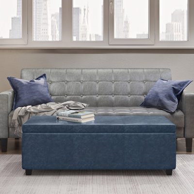 Avalon 48"W Upholstered Storage Ottoman Bench with Large Interior Storage