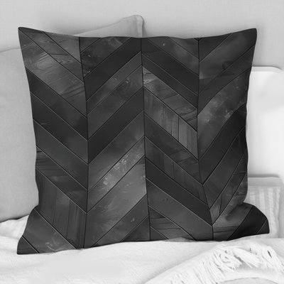 Dark Gray Herringbone III - Modern Throw Pillow