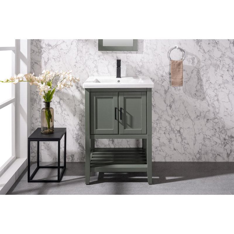 Ensemble de meuble-lavabo simple 24 po Maloy, Étain, vert