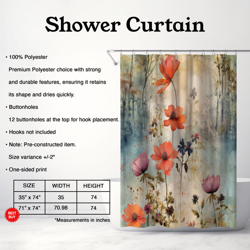 Rideau de douche Rustic Garden - Premium, H 74 po x l 71 po