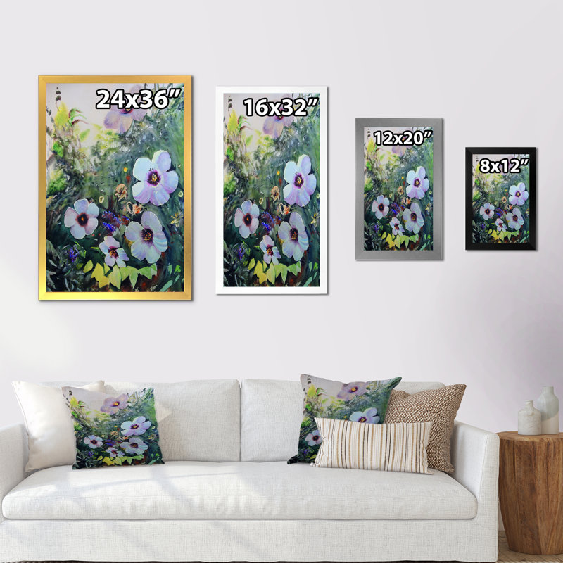 Bouquet de fleurs blanches - reproduction d'art sur toile, Cadre photo noir, H 20 po x l 12 po x P 1 po