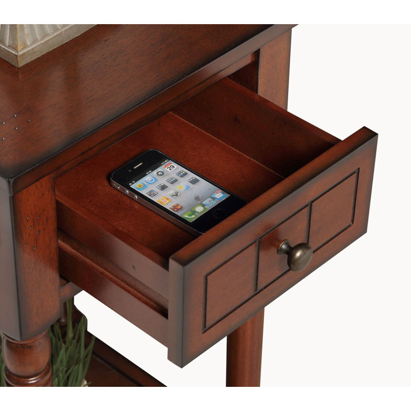 Mayall End Table With Drawer and Solid Wood Legs, Espresso
