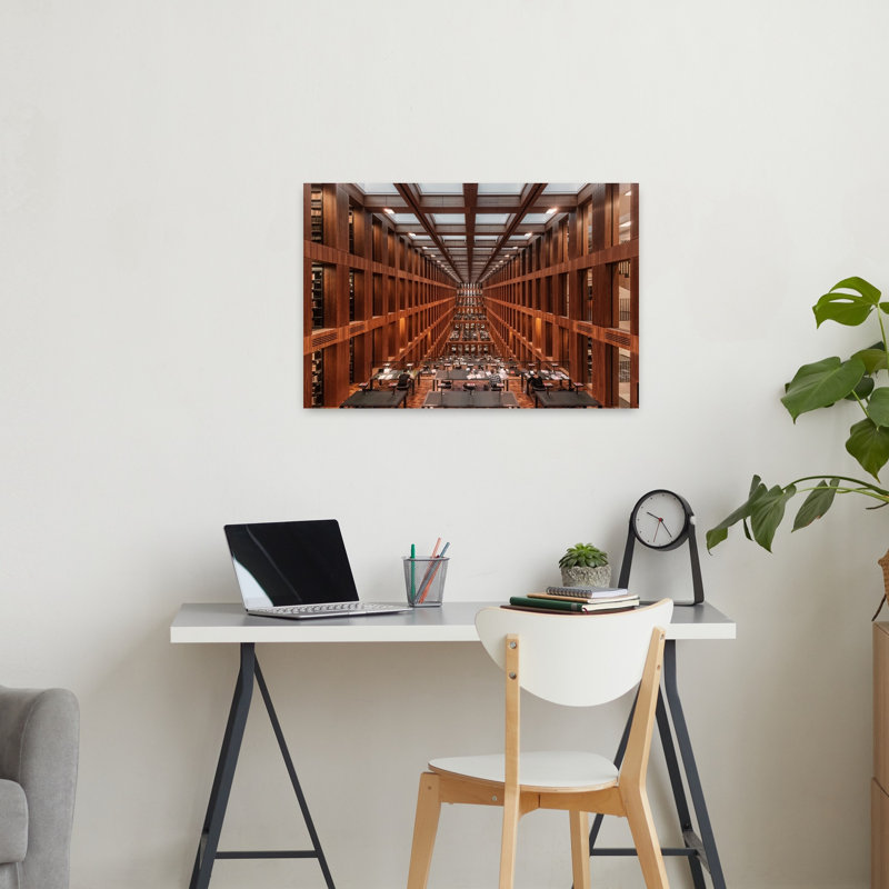 Grand Modern Library Modern Tranquil Abstract Architecture Wall Art Print by Massimo Cuomo - 1 Piece Wrapped Canvas Wall Art
