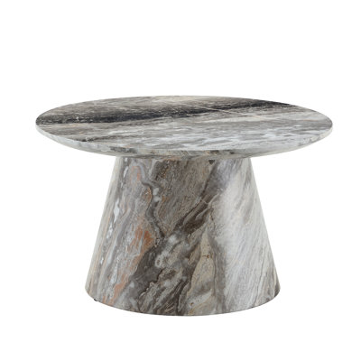 Grey Textured Medium Density Fiberboard Circular Coffee Table - Diameter 23.6 Inches