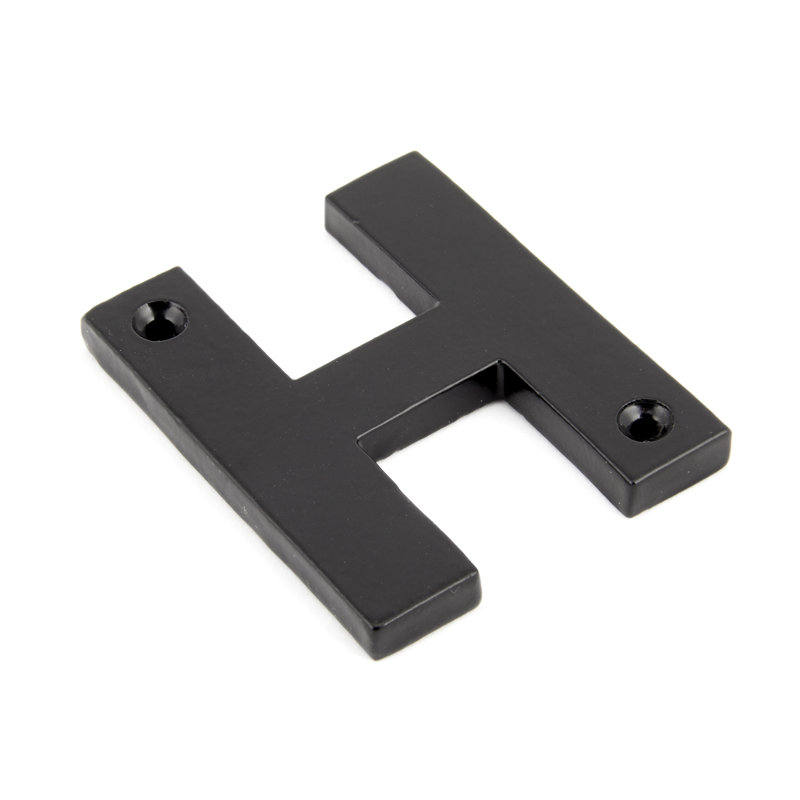 7.8cm H Metal House Letter, H, Black